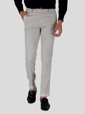 SREY Slim Fit Men Beige Trousers