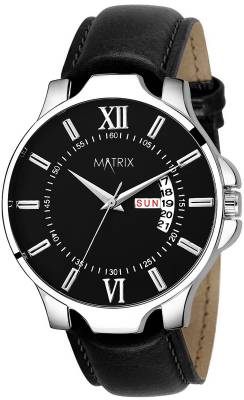 MATRIX DD-62-NW Antique Day & Date Black Dial & Leather Strap Analog Watch  - For Men & Women