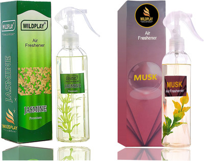 Wildplay musk, jasmine Car Freshener Spray Room Fresheners Musk 250ml 1pc. and Jasmine 250ml 1pc.(2 x 250 ml)