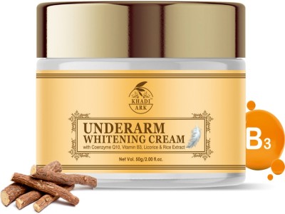 Khadi Ark Dark Underarm Skin Whitening Cream with Niacinamide, Mulethi, Rice, Coenzyme Q10(50 g)