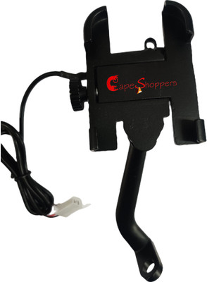 Cape shoppers Metal Fast Charger Motorbike Rearview Mirror Smartphone 360° Rotation Bike Mobile Holder(Black)