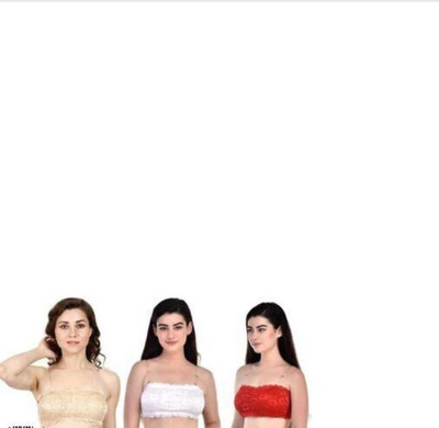 Ronic Collections Women Bralette Lightly Padded Bra(Beige, White, Red)