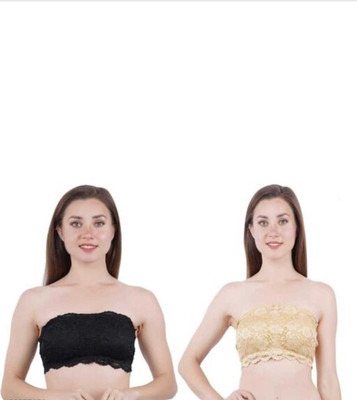 Ronic Collections Women Bralette Lightly Padded Bra(Black, Beige)