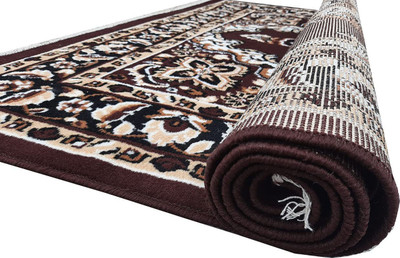 BhCarpet Brown Silk Carpet(5 ft,  X 7 ft, Rectangle)