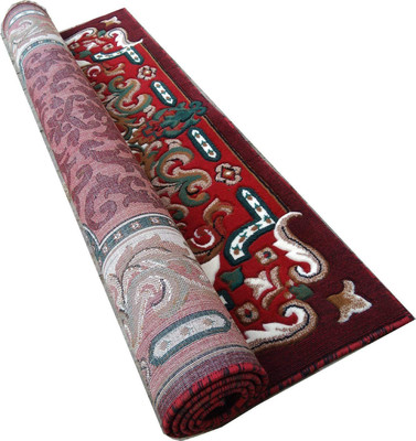 R CARPETS Red Silk Carpet(5 ft,  X 7 ft, Rectangle)