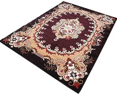 R CARPETS Brown Silk Carpet(5 ft,  X 7 ft, Rectangle)