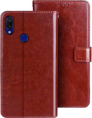 A PLUS DEAL Flip Cover for Mi Redmi 7(Brown, Dual Protection, Pack of: 1)