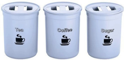 choudhary Polypropylene Tea Coffee & Sugar Container  - 850 ml(Pack of 3, Grey)