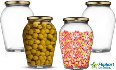 Flipkart SmartBuy Glass Grocery Container  - 1000 ml(Pack of 4, Gold)