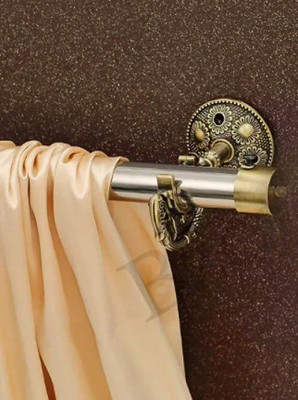 boruz Gold Curtain Knobs, Rod Rail Bracket Metal(Pack of 2)