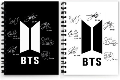 craft maniacs BTS BLACK & WHITE SET OF 2 160 RULED PAGES DIARIES FOR BTS ARMY A5 Diary RULED 160 Pages(Multicolor, Pack of 2)