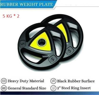 Hridya Trade 10 kg Premium Triangle Weight Plates (5 Kg x2 )- 28 mm Hole Black Home Gym Combo