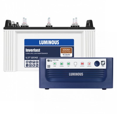 LUMINOUS Eco Watt Neo 700 Inverter_ILST 12042 Tubular Inverter Battery(100Ah)