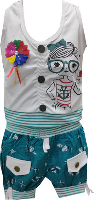 Siddhi Enterprises Baby Girls Casual Top Shorts(GREEN)