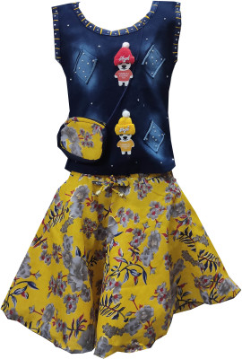 Siddhi Enterprises Baby Girls Party(Festive) Top Skirt(YELLOW)