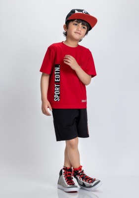 Patche Boys & Girls Casual T-shirt Shorts(Red, Black)