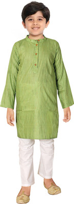 Sevgi Boys Festive & Party Kurta and Pyjama Set(Green Pack of 1)