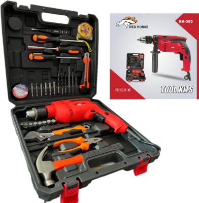 RanPra RH-363 13 RE IMPACT DRILL REDHORSE TOOL KITS ( 33PCS ) 710 WATT Pistol Grip Drill(13 mm Chuck Size)