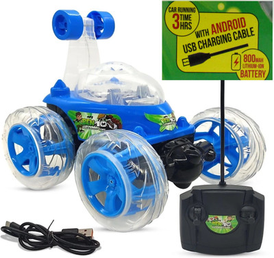 TONDAK Ben 10 Rechargeable Stunt Car Big Size 360 Degree Rotating Remote Control(Blue)