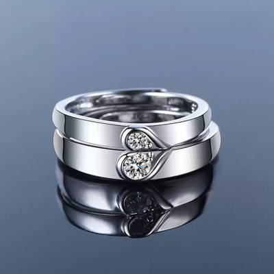 Lila Fashion Jewellery Adjustable Crystal Combine make 1 Hearts Couple Finger Rings Stainless Steel Cubic Zirconia Ring