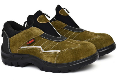 Ozarro Steel Toe Suede Safety Shoe(Olive, S1, Size 8)