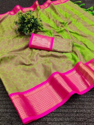 VRINDITA FASHION Woven Bollywood Pure Silk, Cotton Silk Saree(Light Green)