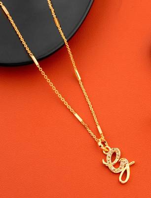 Jewel WORLD G name letter Diamond Pendant locket chain for girls & women Gold-plated Beads Alloy Pendant