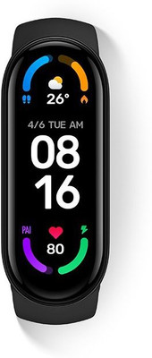 Mi Smart Band 6(Black Strap, Size : Regular)
