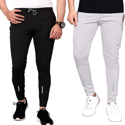 ZIA TEX Solid Men Black, Grey Track Pants
