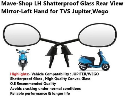 Mvaeshop Manual Rear View Mirror, Passenger Side, Driver Side For TVS Jupiter, Wego(Left, Right)