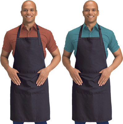 Blackpoll Polyester Home Use Apron - Free Size(Grey, Pack of 2)