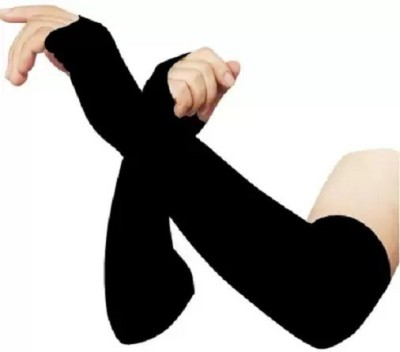 Zhunmun Nylon Arm Sleeve For Men & Women(Free, Black)