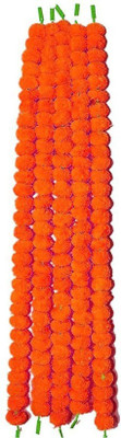 AbhiCart Orange Artificial Flower Garland (Pack Of 5) Orange Marigold Artificial Flower(60 inch, Pack of 20, Garlands)