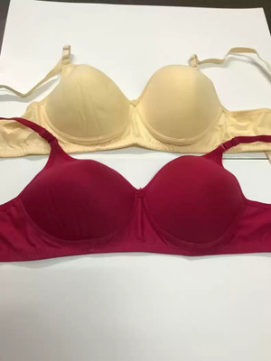 CHILEELIFE Women Full Coverage Lightly Padded Bra(Gold, Maroon)