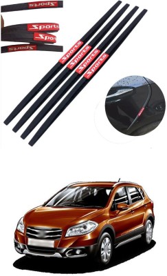 PRTEK Plastic, Rubber Car Door Guard(Black, Red, Pack of 4, Maruti, S-Cross, Universal For Car)