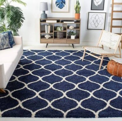 SPA Furnishing Blue Polyester Carpet(5 ft,  X 2 ft, Rectangle)