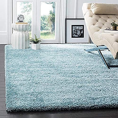 BhCarpet Light Blue Polyester Carpet(3 ft,  X 5 ft, Rectangle)