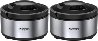 Mumma's LIFE Stainless Steel Thermoware Casserole for Roti/Chapati (2000ml & 2500ml) Pack of 2 Cook and Serve Casserole Set(2000 ml, 2500 ml)