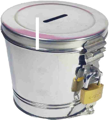 PIYU GIFT Round shape coin box with lock & keys Coin Bank(Silver)