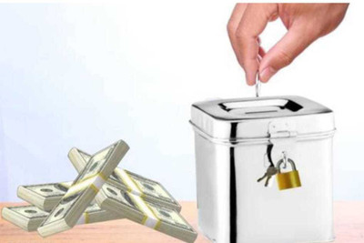 PIYU GIFT Steel square shape coin box and keys Coin Bank(Silver)