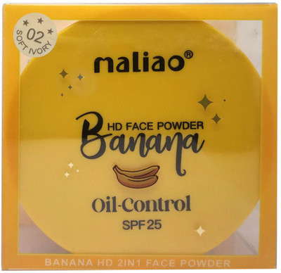 maliao HD Face Compact Powder Banana Oli Control Compact Soft Ivory Compact(Soft Ivory, 20 g)