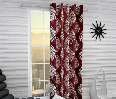 Sehbhagi 153 cm (5 ft) Polyester Semi Transparent Window Curtain Single Curtain(Printed, Maroon)
