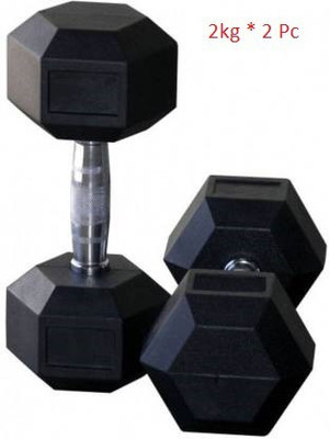 Fitness Kart Hexa Dumbbells Pure Rubber (2X2 =4kg) Set For Home Gym Workout Fixed Weight Dumbbell(4 kg)