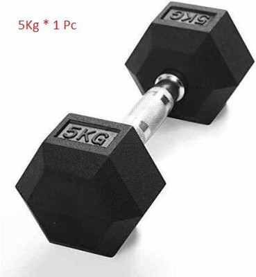 Fitness Kart Hexa Dumbbells Pure Rubber (5 X1 Pc =5kg) Set For Home Gym Workout Fixed Weight Dumbbell(5 kg)
