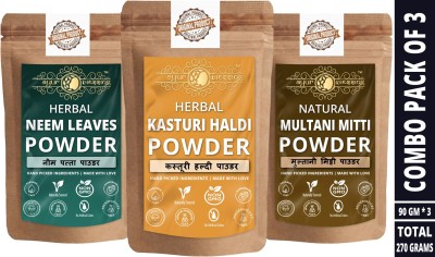 Ayur Blessing Kasturi Haldi, Neem Leaves and Multani Mitti Powder, Skin Care Combo(270 g)