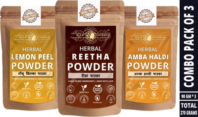 Ayur Blessing Reetha, Lemon Peel and Amba Haldi Powder, Skin Care Combo(270 g)