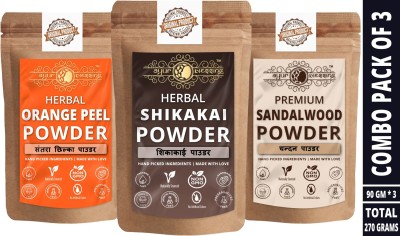 Ayur Blessing Shikakai, Orange Peel and Sandalwood Powder, Skin Care Combo(270 g)