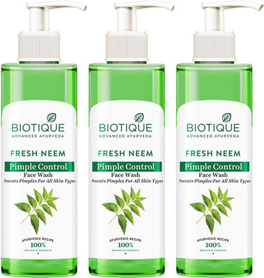 BIOTIQUE Fresh Neem Pimple Control  Buy 2 Get 1 Free (200X3) Face Wash(600 ml)
