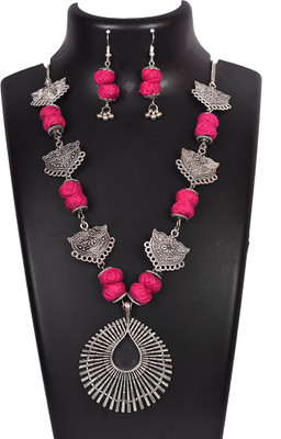 DOM Oxidised Silver Multicolor Jewellery Set(Pack of 1)