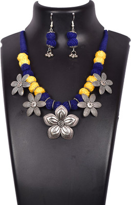 DOM Oxidised Silver Multicolor Jewellery Set(Pack of 1)